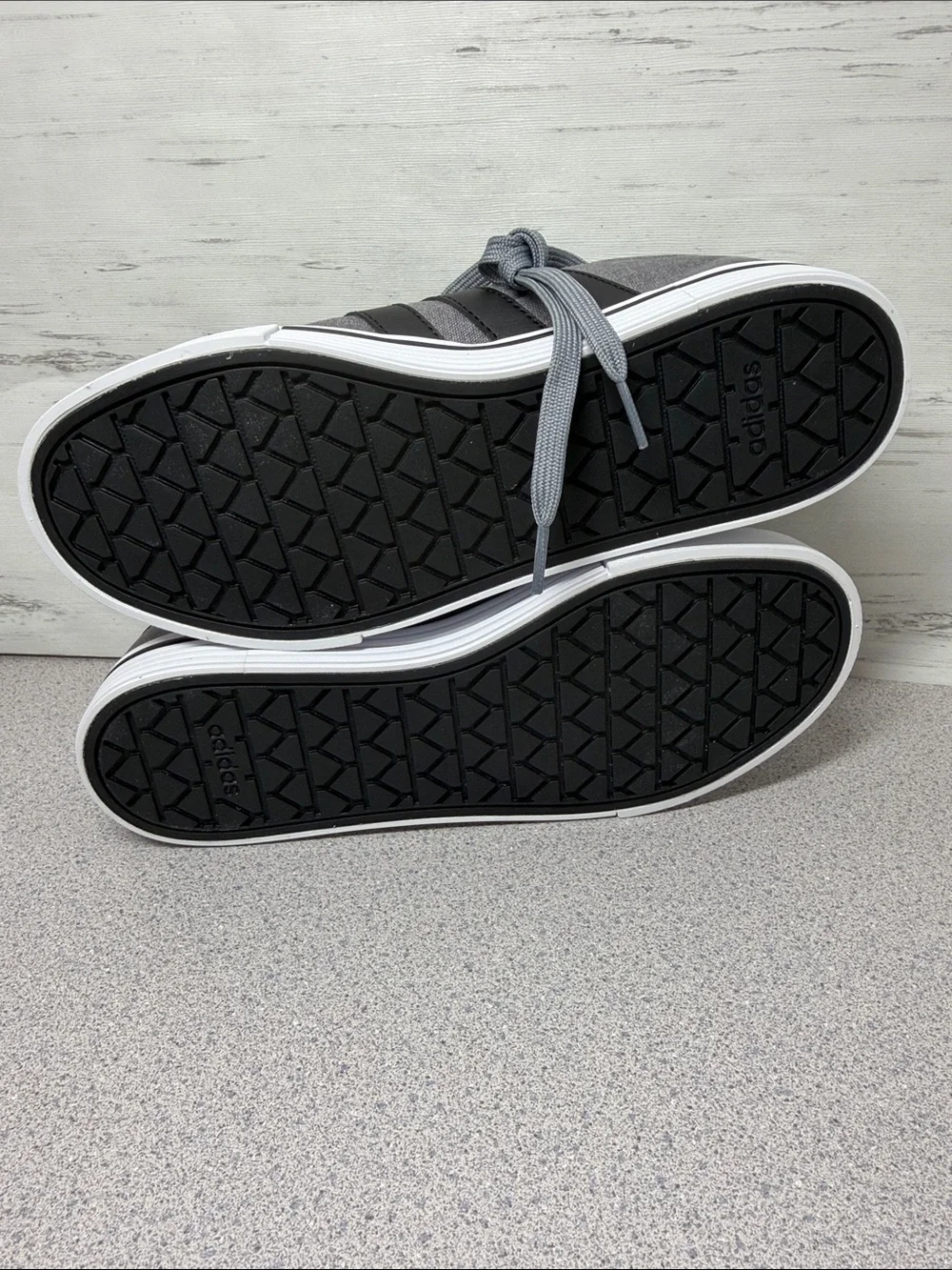 adidas Gray Low-Top Canvas Sneakers with Black Stripes